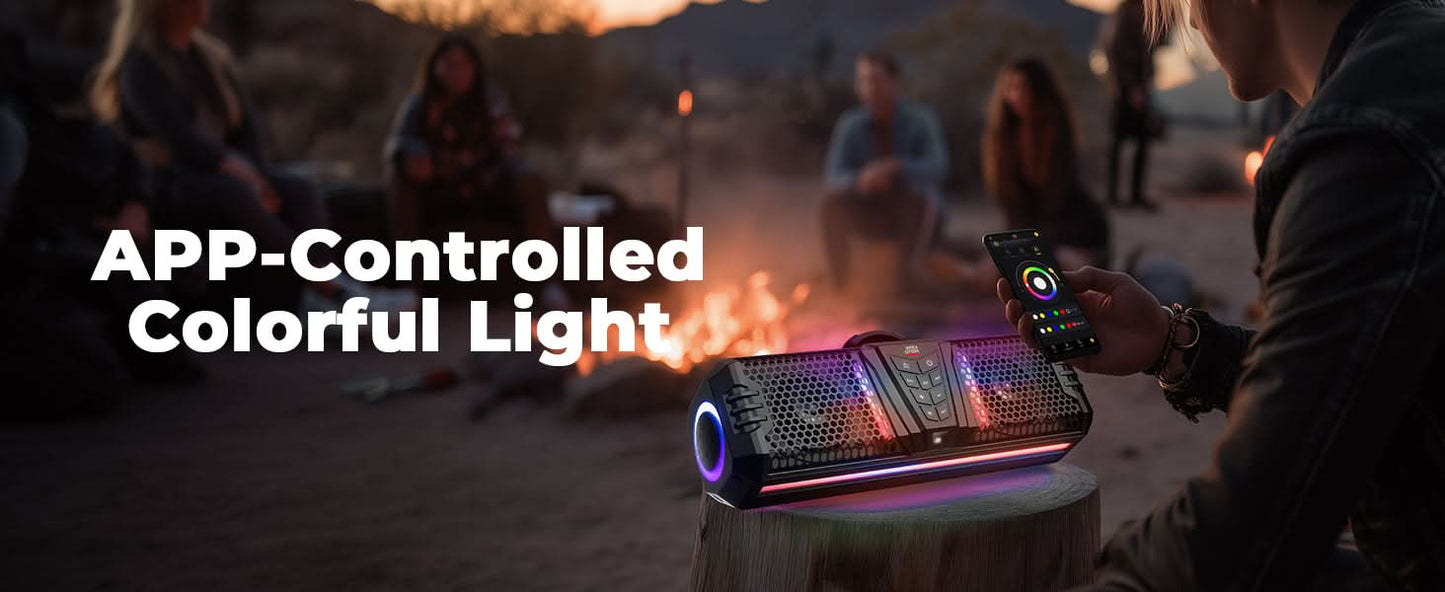 Midnight 40 16' Bluetooth Sound Bar –2025 Compact RGB UTV Speaker for Golf Cart, ATV, Polaris RZR