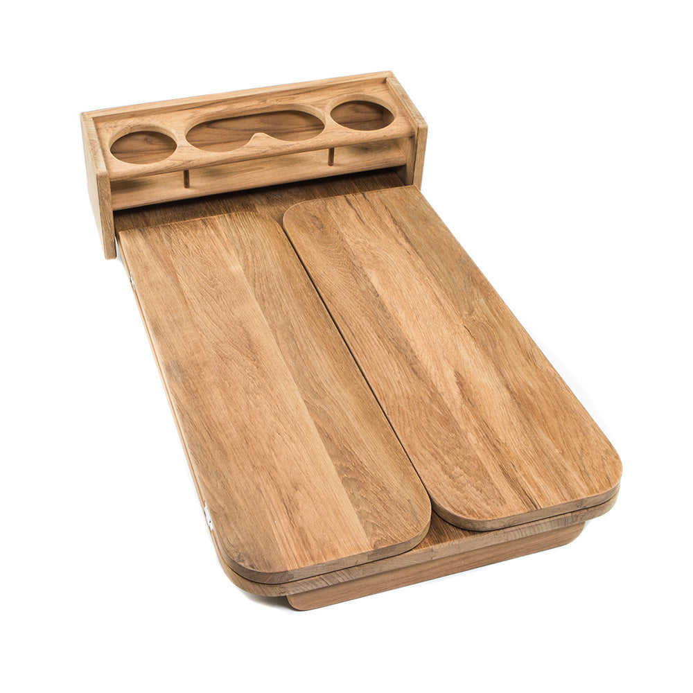 Whitecap Cockpit Table wFolding Leaves  4 Cupholders  Teak 61392C