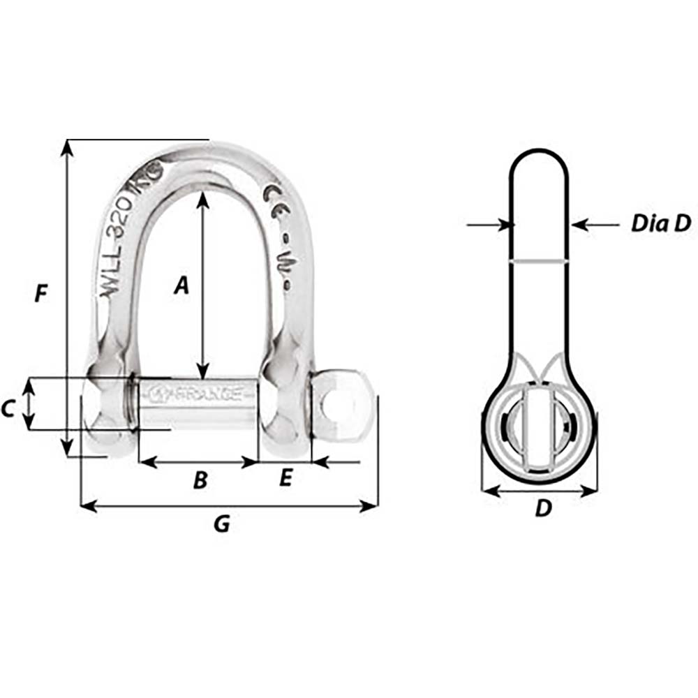 Wichard SelfLocking D Shackle  Diameter 8mm  516 01204