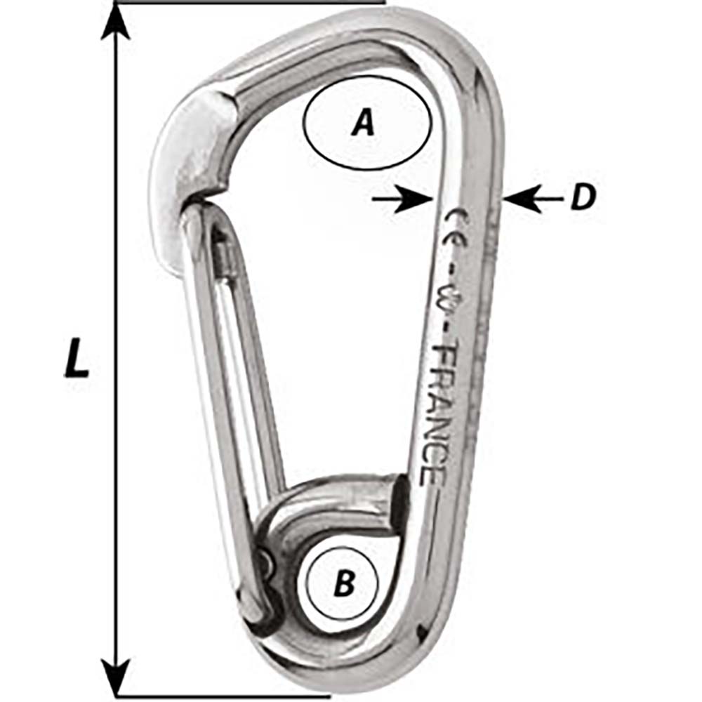 Wichard Asymmetric Carbine Hook  Length 80mm  516 02325