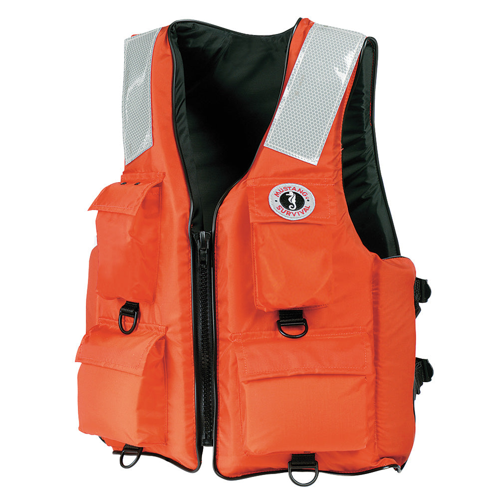 Mustang 4Pocket Flotation Vest  Orange  Large MV3128T22L216