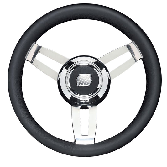 Uflex Morosini 138 Steering Wheel  Black Polyurethane wStainless Steel Spokes  Chrome Hub MOROSINI UCHB