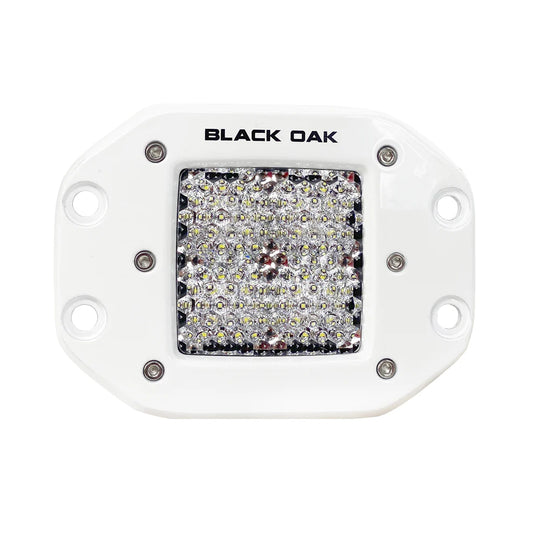 Black Oak 2 Marine Flush Mount LED Pod Light  Diffused Optics  White Housing  Pro Series 30 2DMFPOD10CR