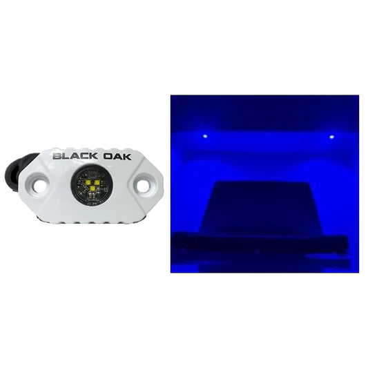 Black Oak Rock Accent Light  Blue LEDs  White Housing MALB