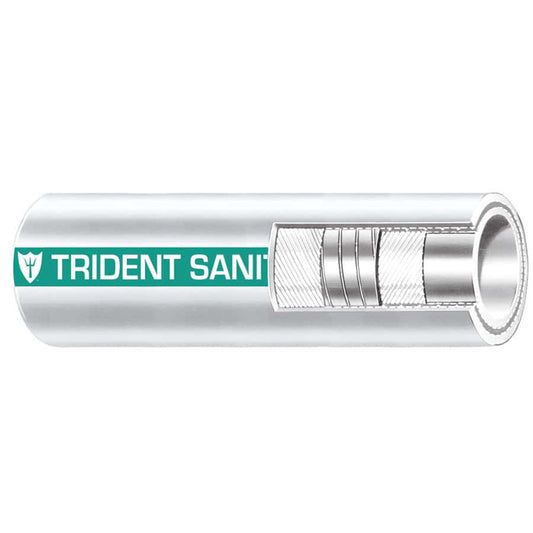 Trident Marine 112 Premium Marine Sanitation Hose  White with Green Stripe  Sold by the Foot 1021126FT