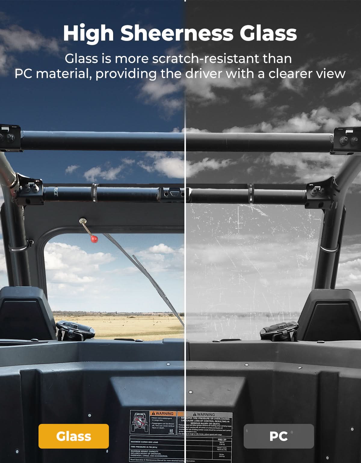 Glass Windshield with Manual Wipers for Polaris RZR PRO XP / RZR Turbo R 2020-2024 - Kemimoto