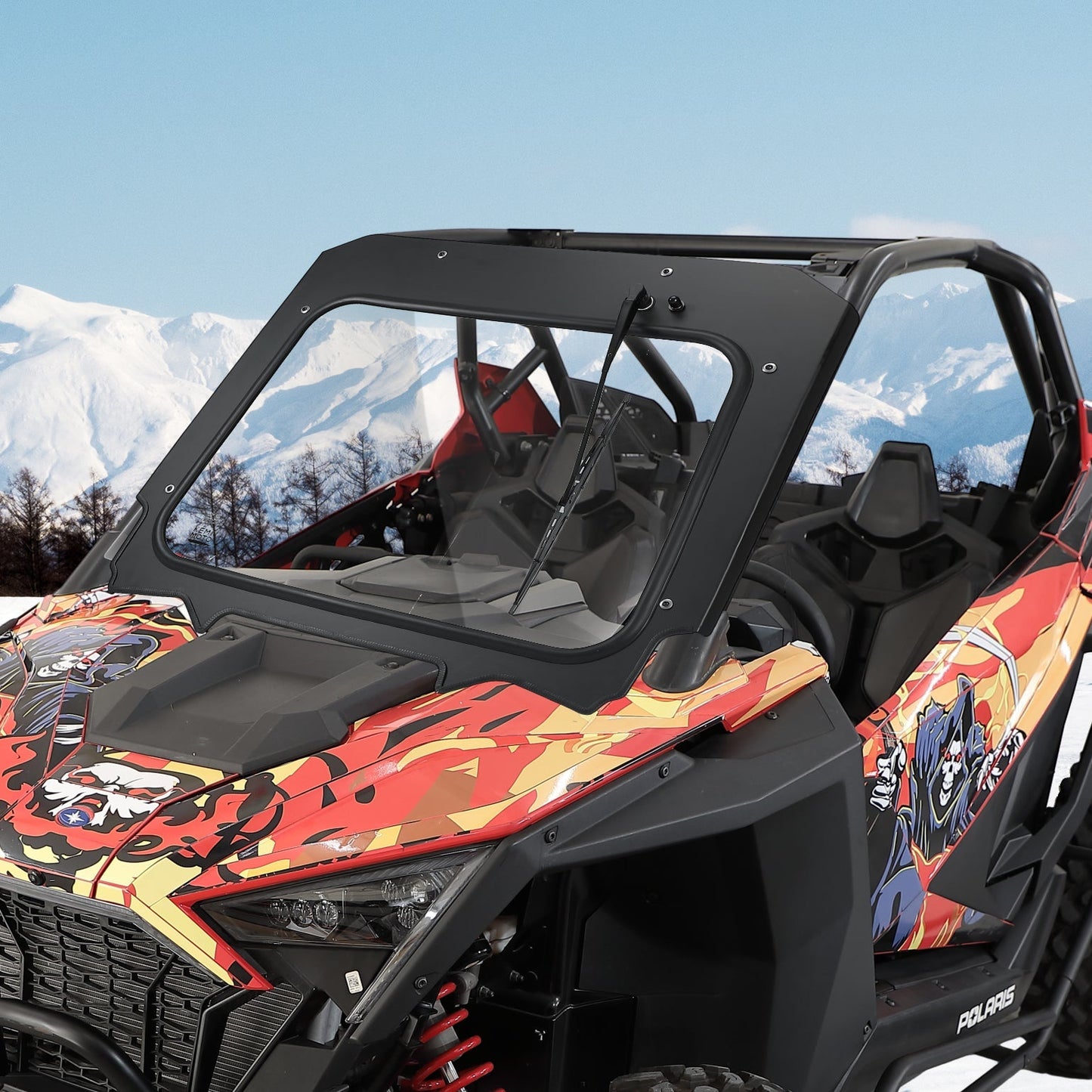 Glass Windshield with Electric Wipers for 2020-2024 Polaris RZR PRO XP / RZR Turbo R - Kemimoto