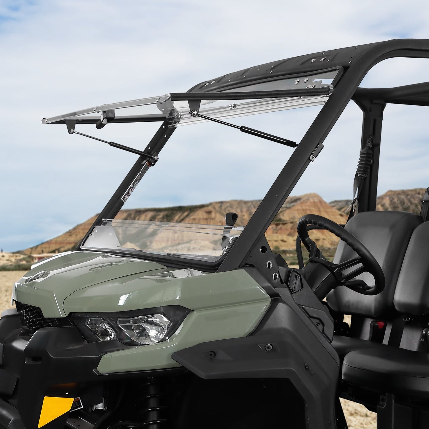 2-in-1 Flip Windshield 1/5' Thick Polycarbonate for Can-Am Defender HD5/8/10