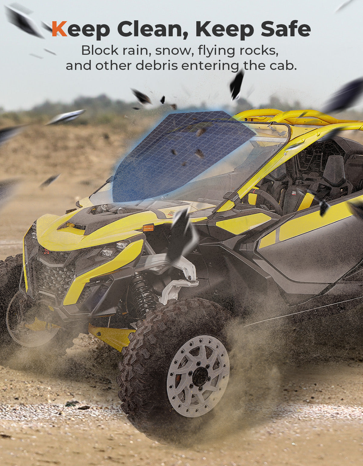 Front Full Windshield for Can Am Maverick R 2024+ - Kemimoto