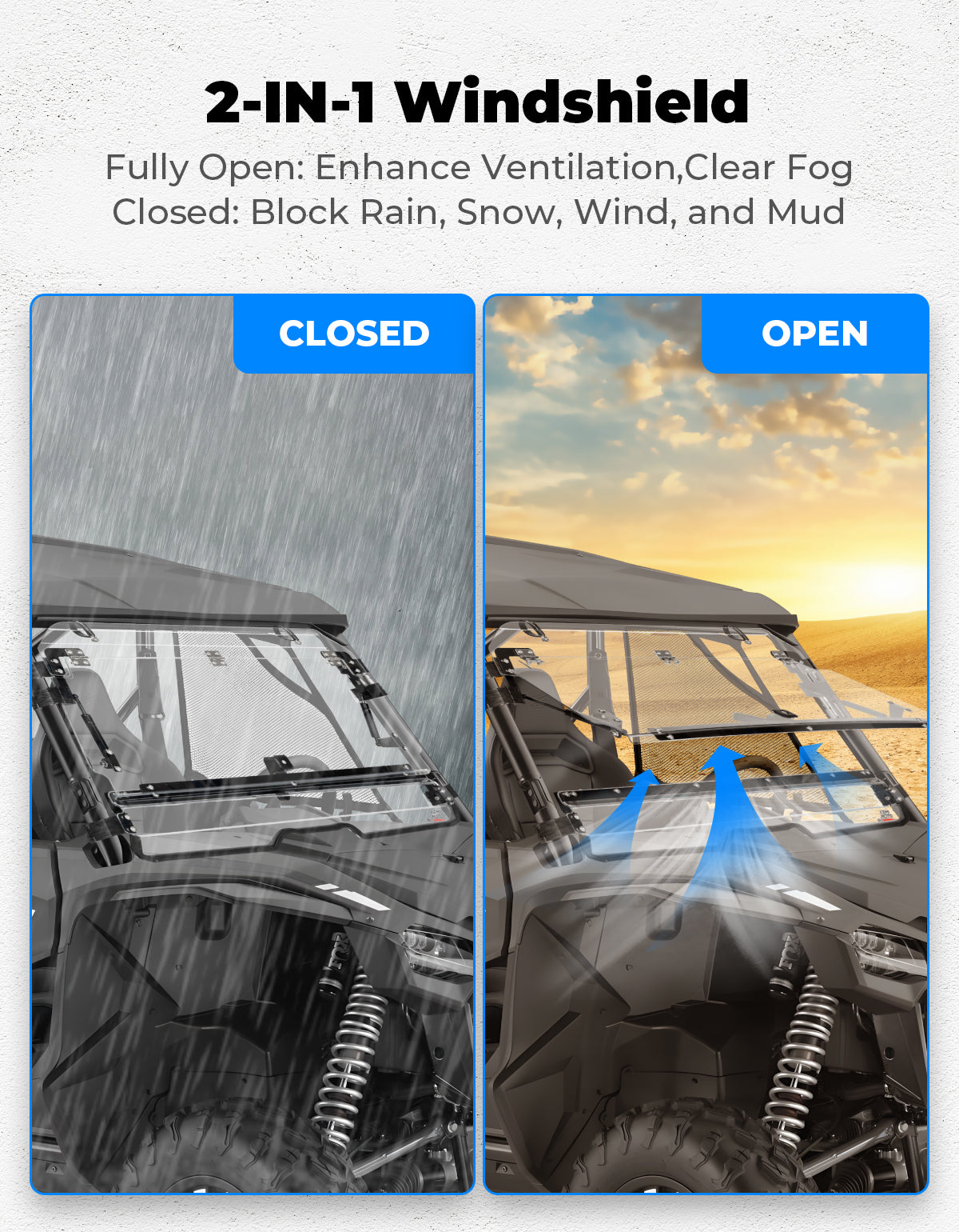 UTV Flip Windshield for Talon 1000R 1000X 1000X-4 2019-2024 - Kemimoto