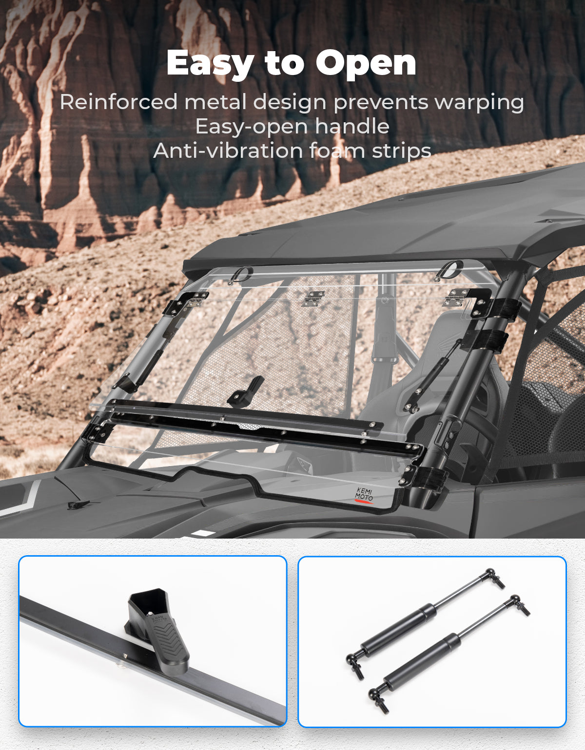 UTV Flip Windshield for Talon 1000R 1000X 1000X-4 2019-2024 - Kemimoto