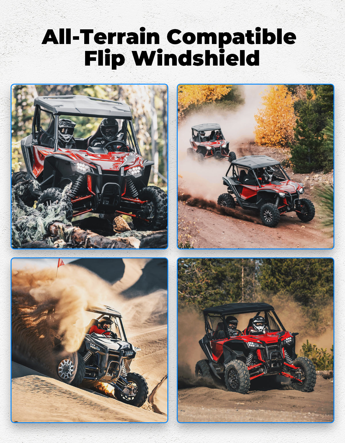 UTV Flip Windshield for Talon 1000R 1000X 1000X-4 2019-2024 - Kemimoto