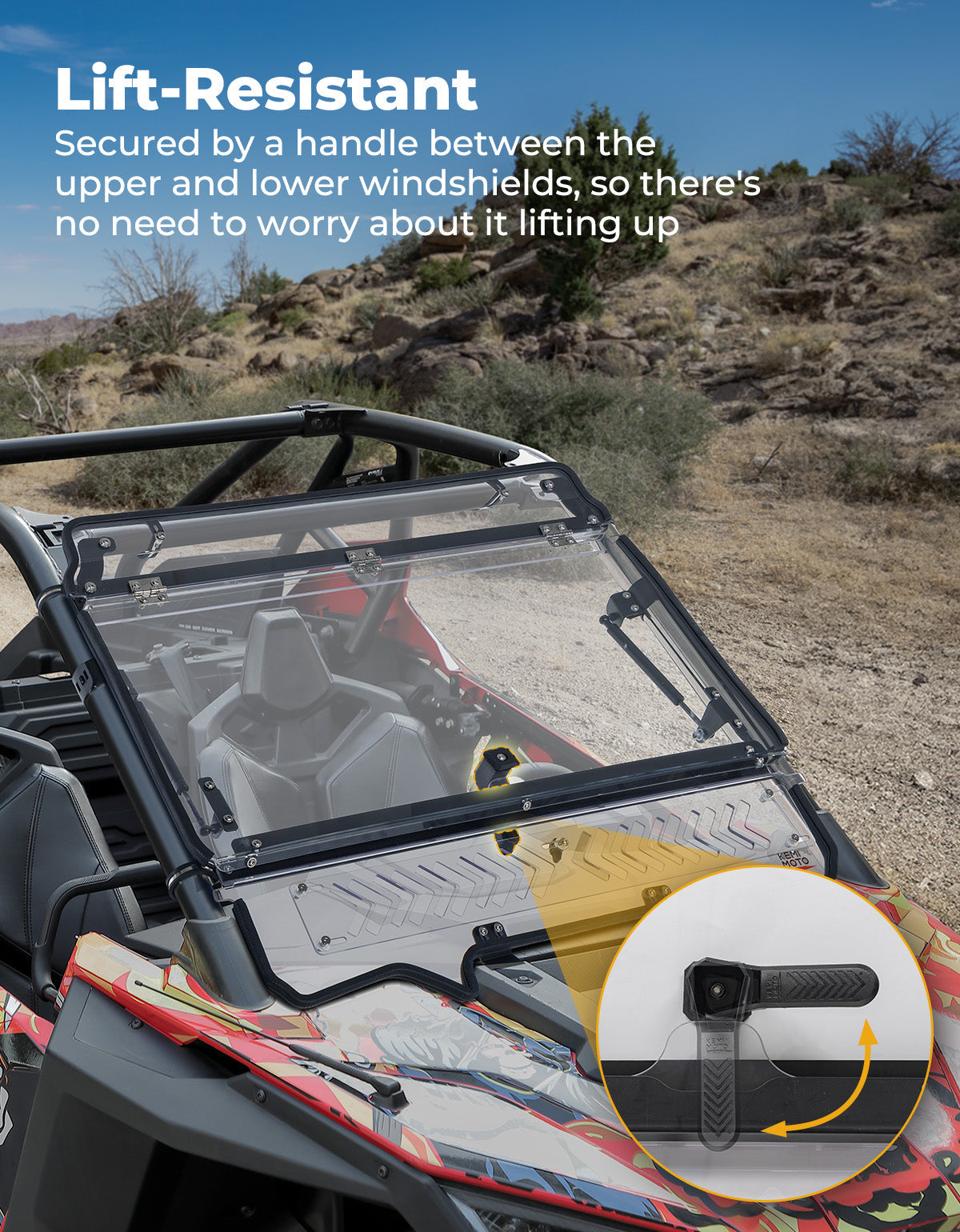 Upgraded Flip Windshield with Slide Window for 2020-2024 RZR PRO XP/4 - Kemimoto