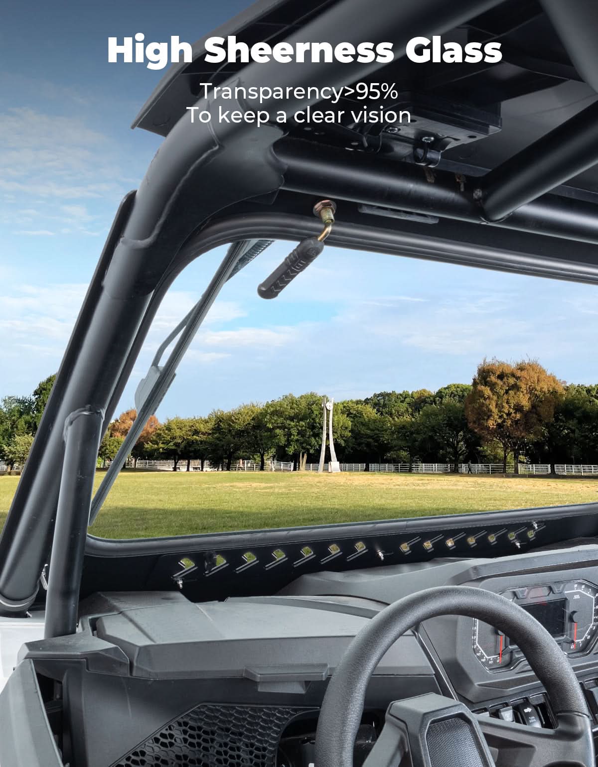 Glass Windshield with 2 Manual Wipers for 2024-2025 Polaris RZR XP 1000 / 4 - Kemimoto