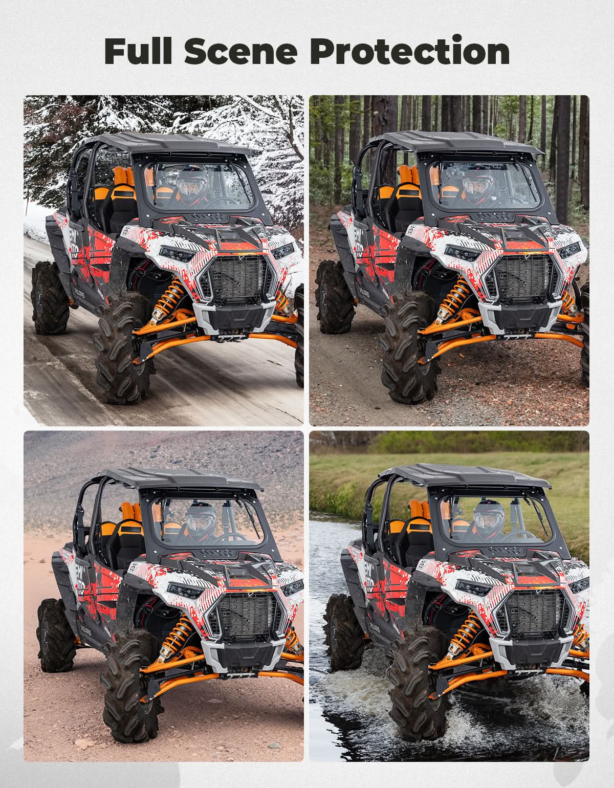 Glass Windshield with 2 Manual Wipers for 2019-2023 Polaris RZR XP 1000 /Turbo - Kemimoto