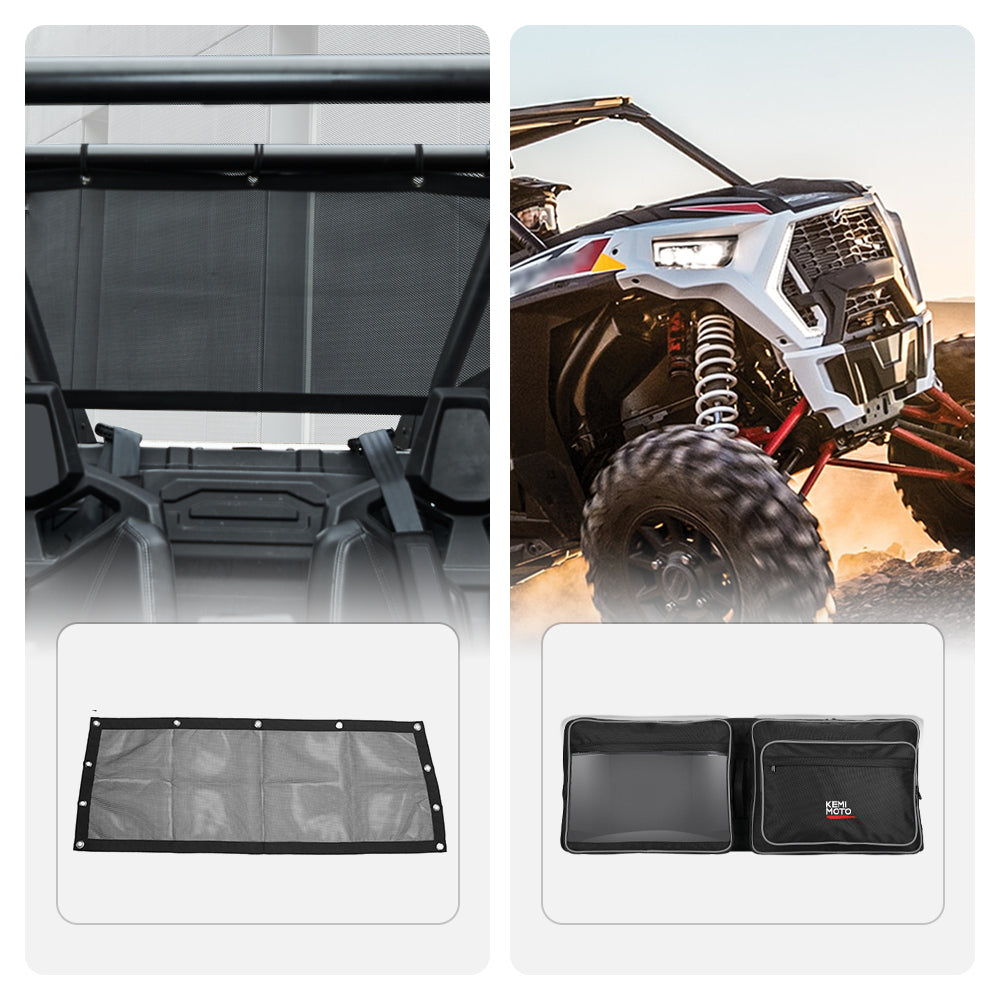 Soft Rear Window Net & Overhead Roof Storage Bag Fit 2020-2023 RZR PRO XP/ LE