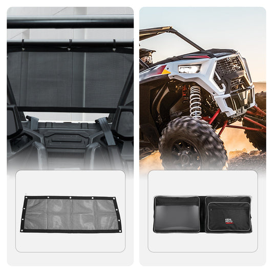 Soft Rear Window Net & Overhead Roof Storage Bag Fit 2020-2023 RZR PRO XP/ LE