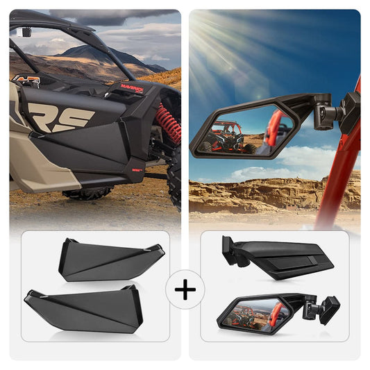 Can-Am Maverick X3 Front Lower Door Inserts & UTV Side View Mirror - KEMIMOTO