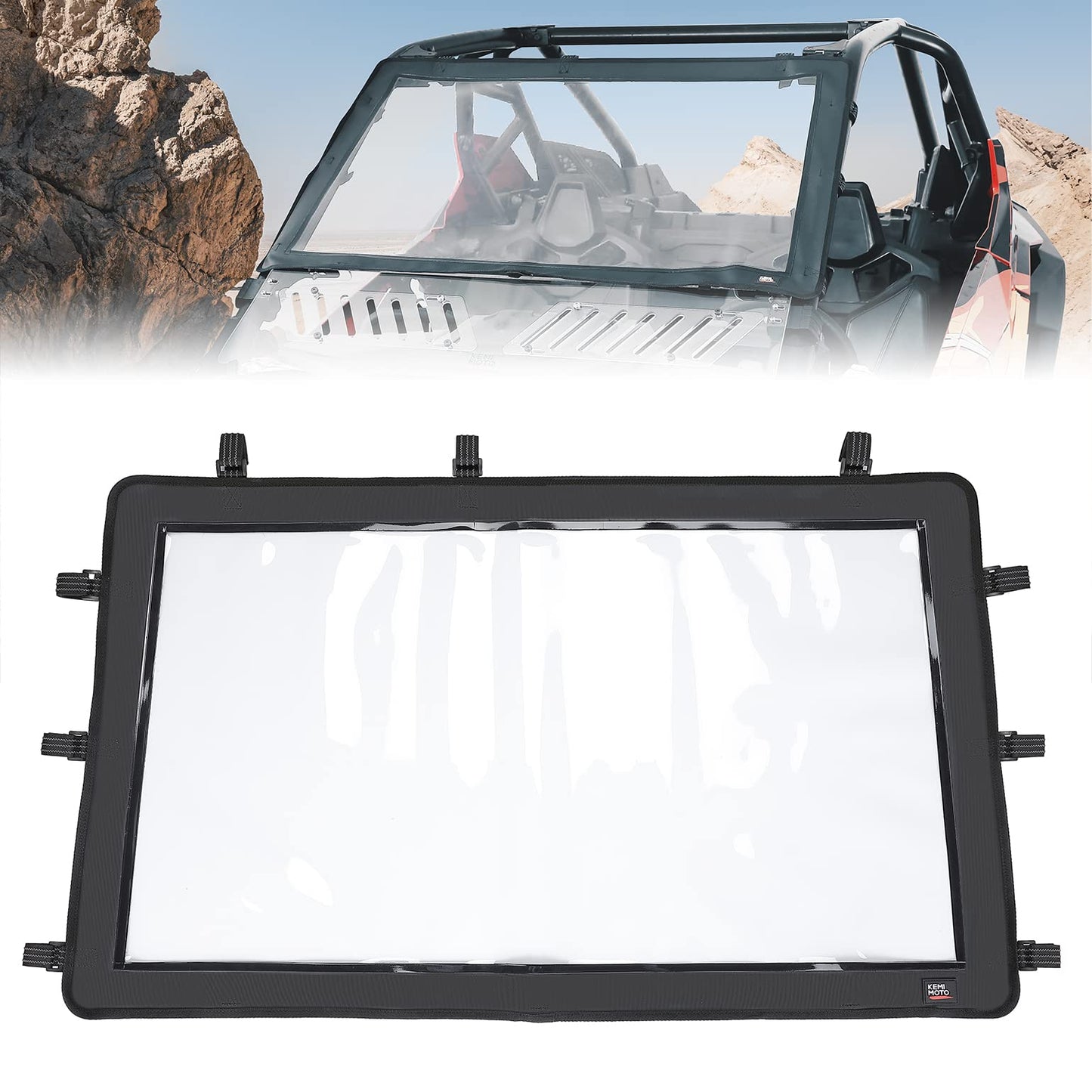 UTV Front Half Windshield PVC Fit Polaris RZR - Kemimoto