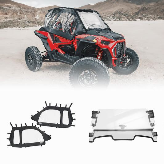 Cab Enclosures 2 Soft Upper Doors 3-IN-1 Flip Windshield for Polaris RZR XP 1000