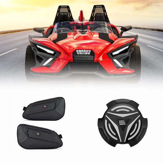 Side Storage Bags & Aluminum Gas Cap Fit Polaris Slingshot SL LE R S SLR - Kemimoto