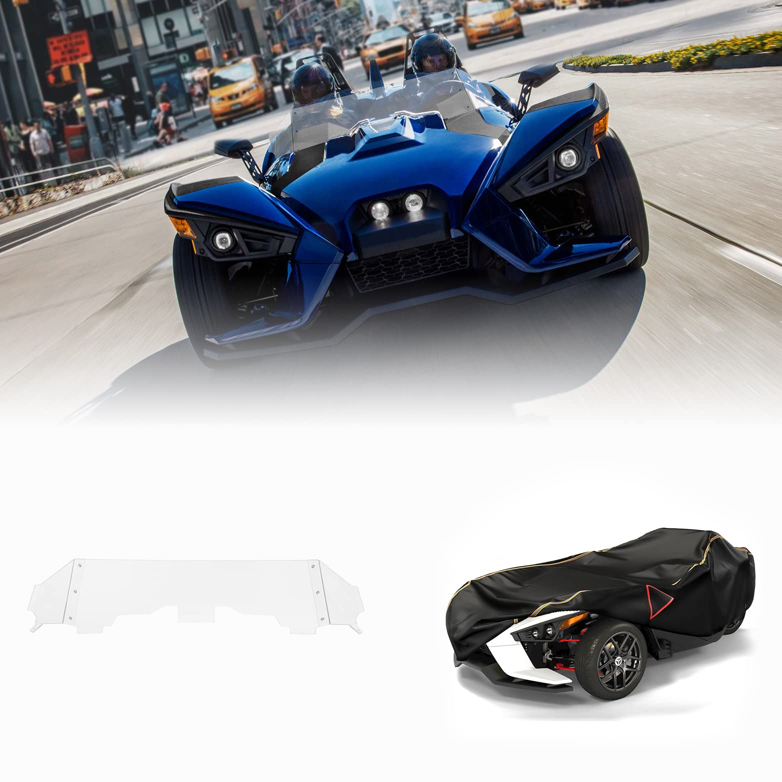 Full Cover & Windshield Wind Deflector Fit Polaris Slingshot S SL SLR GT LE - Kemimoto
