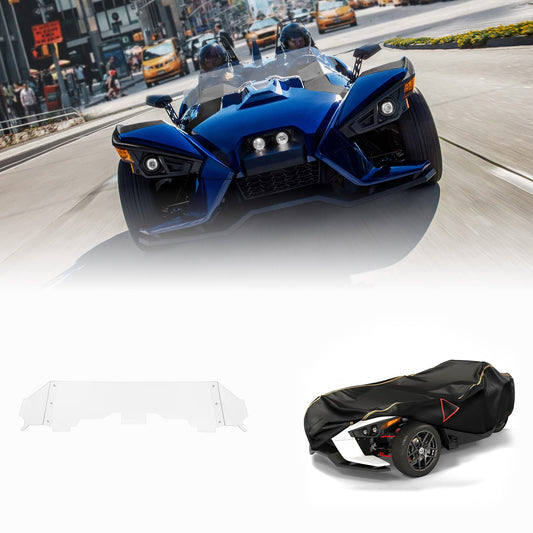 Full Cover & Windshield Wind Deflector Fit Polaris Slingshot S SL SLR GT LE - Kemimoto
