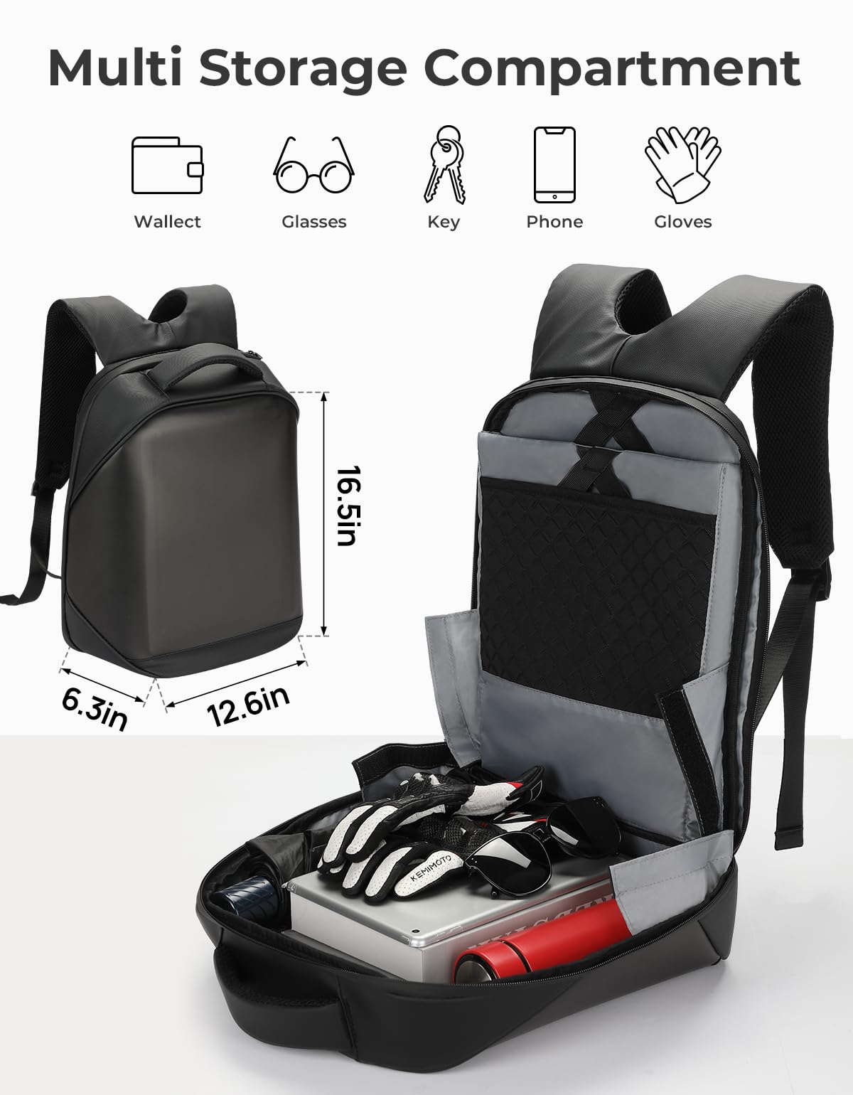 LED Backpack with DIY Programming for Motorcycle Travel and Camping - Kemimoto