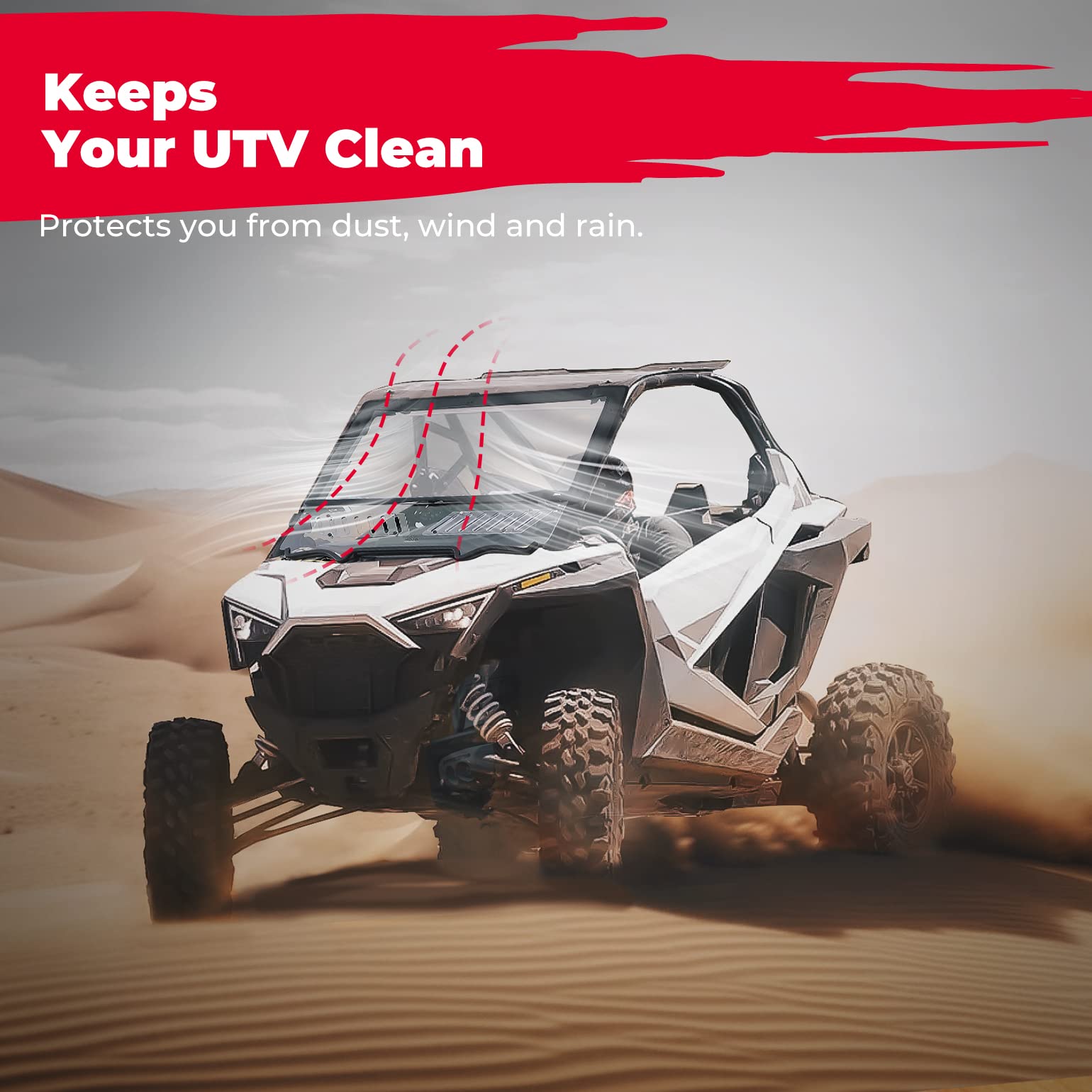 UTV Front Half Windshield PVC Fit Polaris RZR - Kemimoto