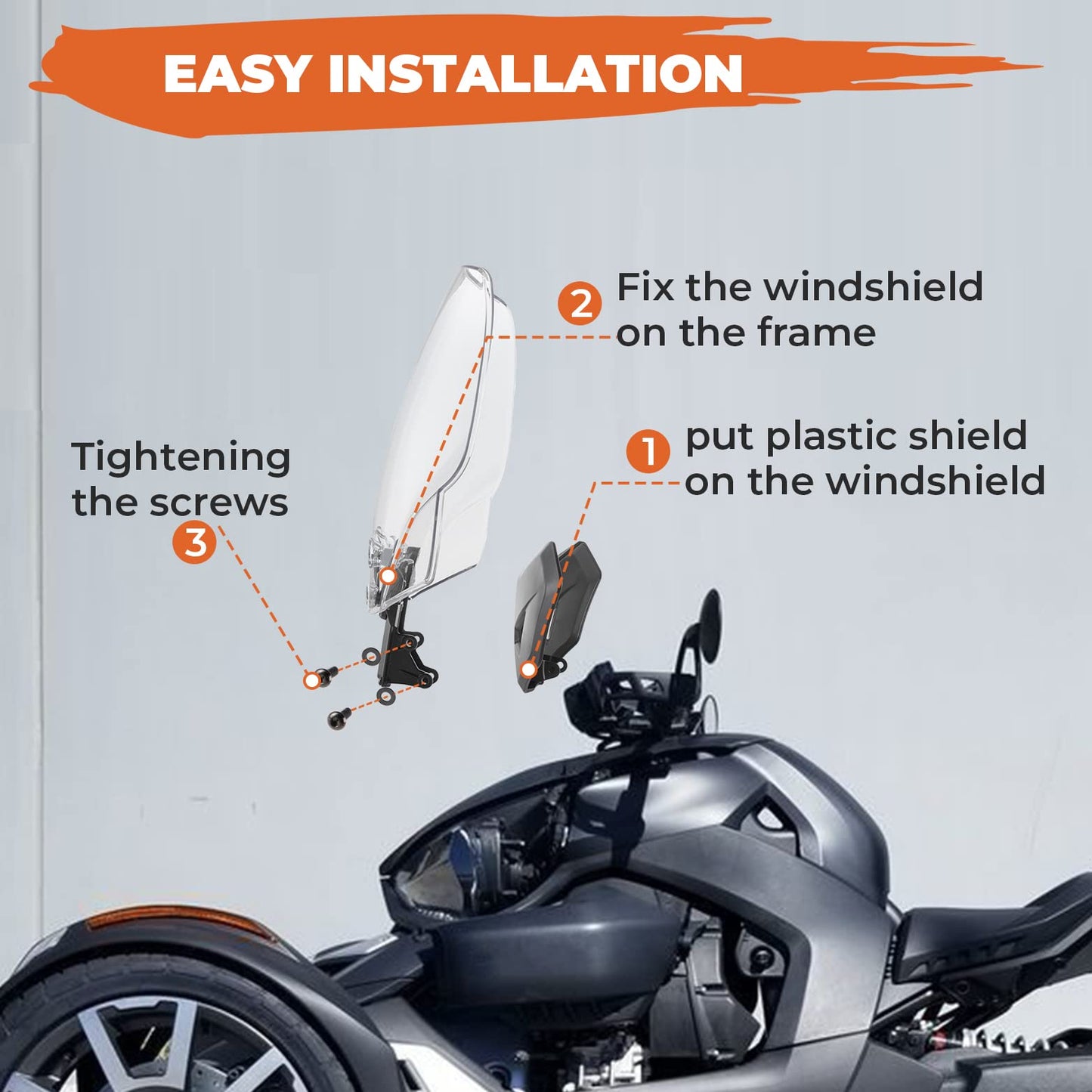 Sport Windshield For Can Am Ryker Rally 2018-2021 - Kemimoto