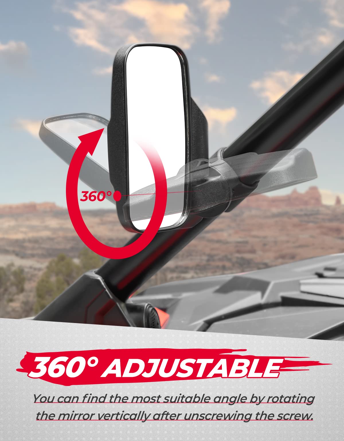 UTV 1.75'-2' Side View High Impact Convex Mirror for Can-am/Mule/Ranger/RZR