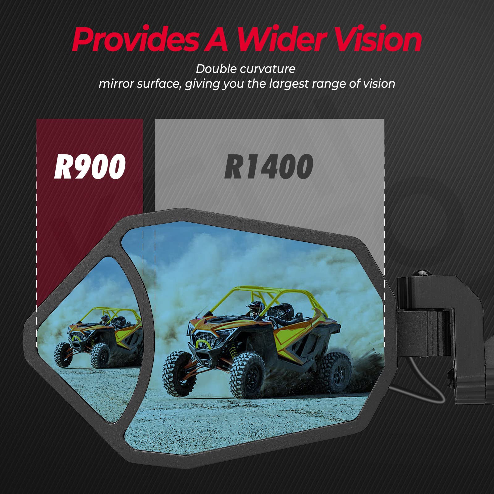 Aluminium RGB Lighted Side Mirrors Fit with Windshield for 1.6"-2" Roll Bar