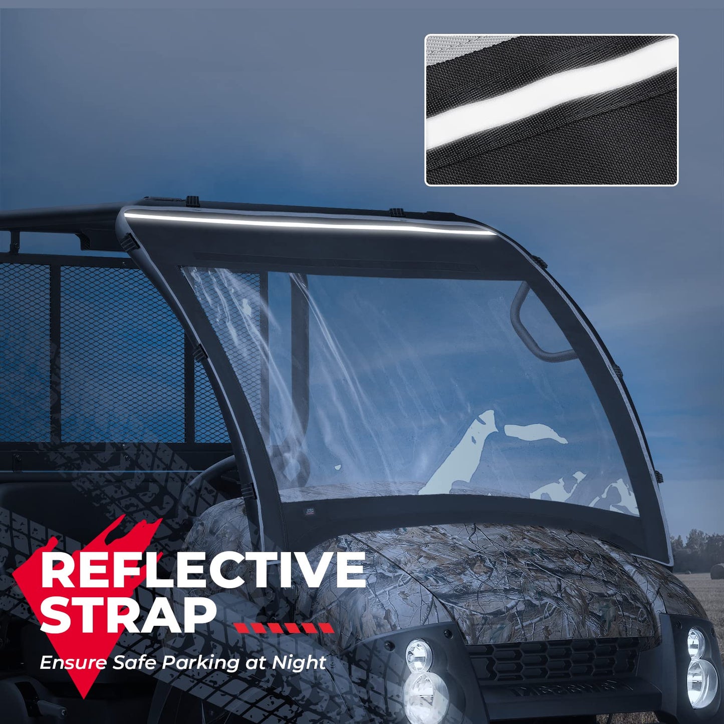 Fabric Front Windshield for Kawasaki Mule 610 600 SX 600