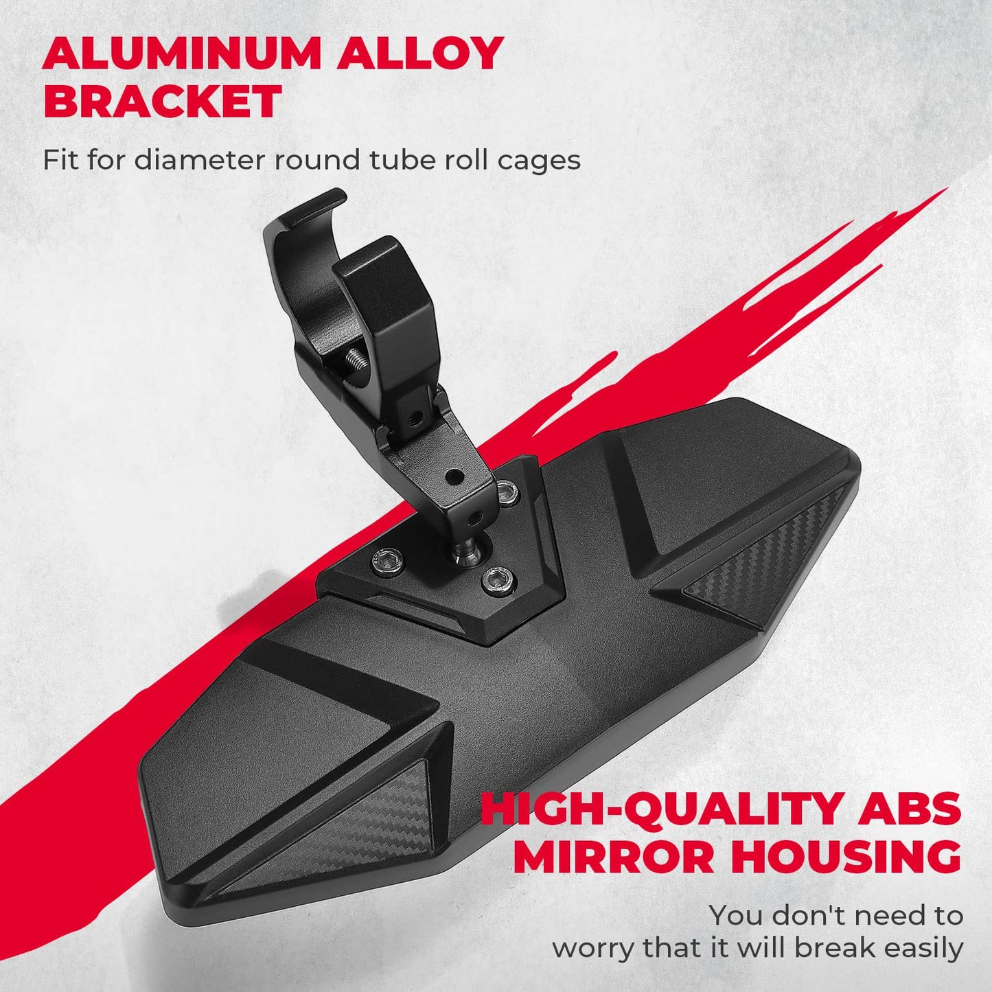 UTV Rear View Mirror Fit for 1.6"-2" Roll Bar Mount - Kemimoto