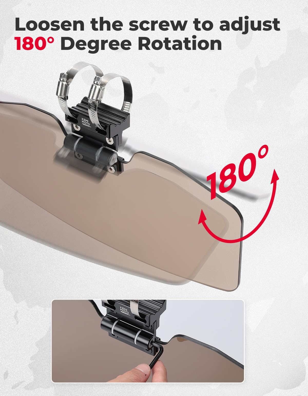 Oversized Upgraded UTV Sun Visor Mirror for 1.5¡±-2¡± Roll Bars - Kemimoto