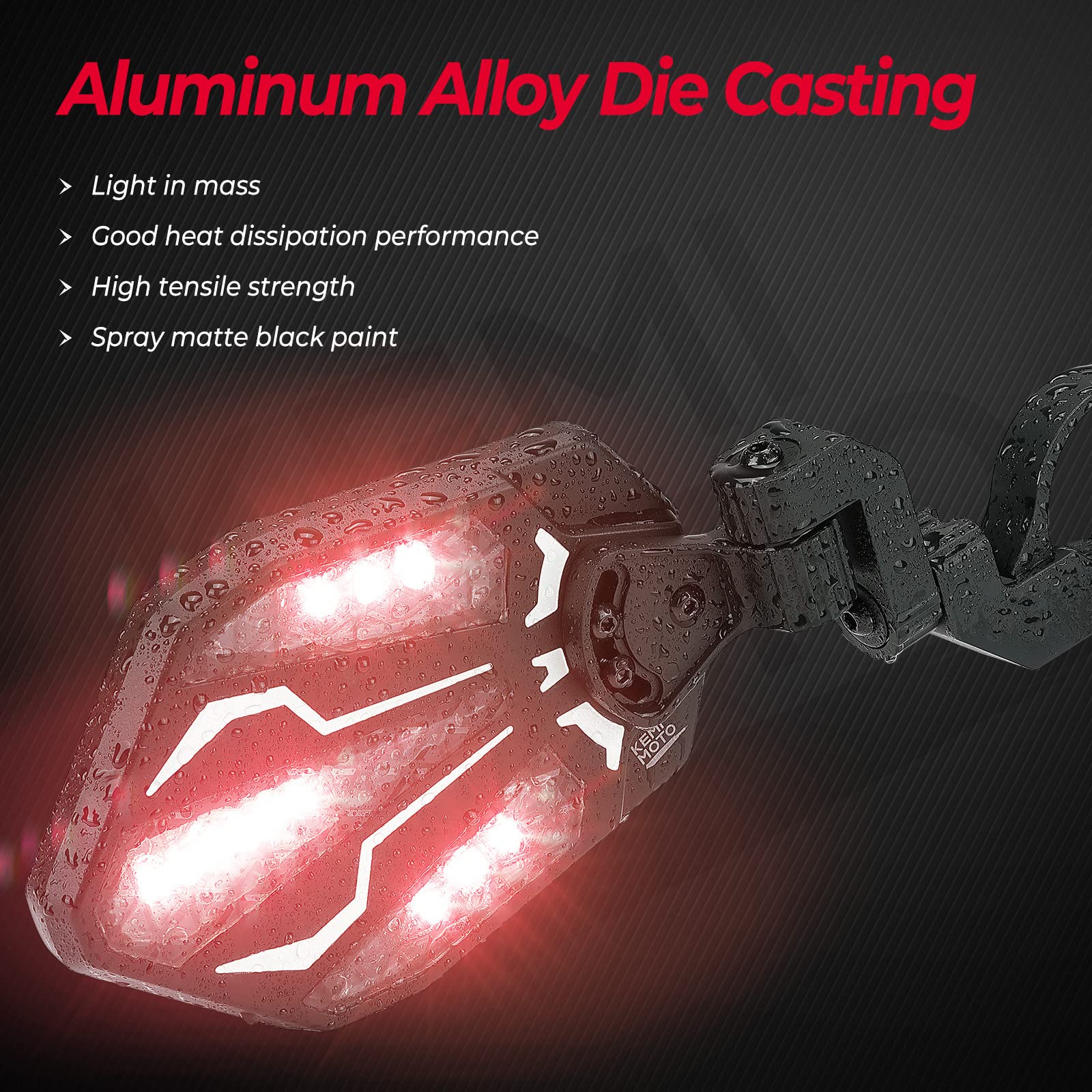 Aluminium RGB Lighted Side Mirrors Fit with Windshield for 1.6"-2" Roll Bar