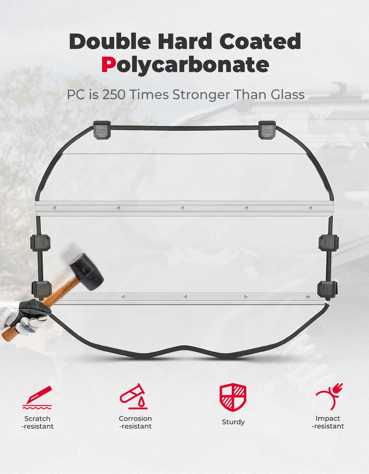 3-Piece PC Front Full Windshield for Can-Am Maverick X3/MAX - Kemimoto