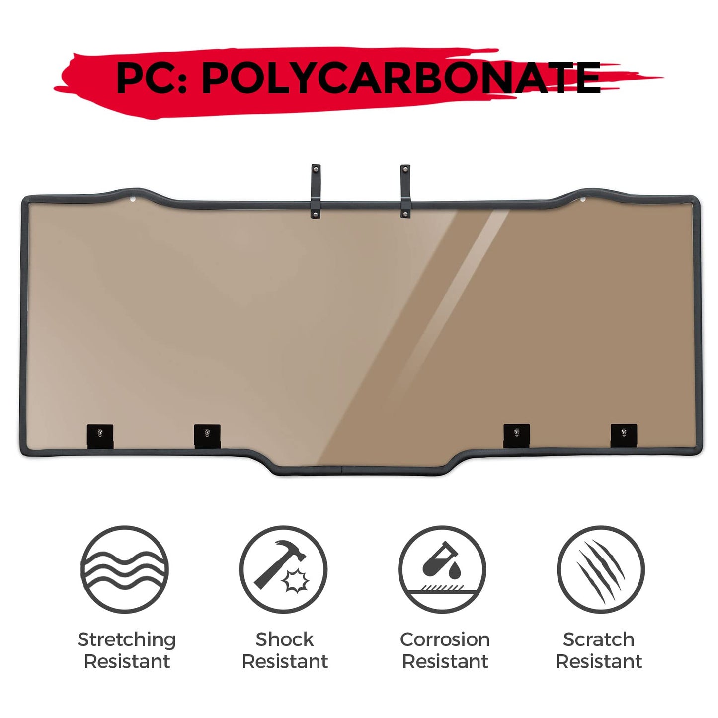 Tint Anti UV Rear Windshield for Polaris Ranger XP 1000/ Crew 2017-2024