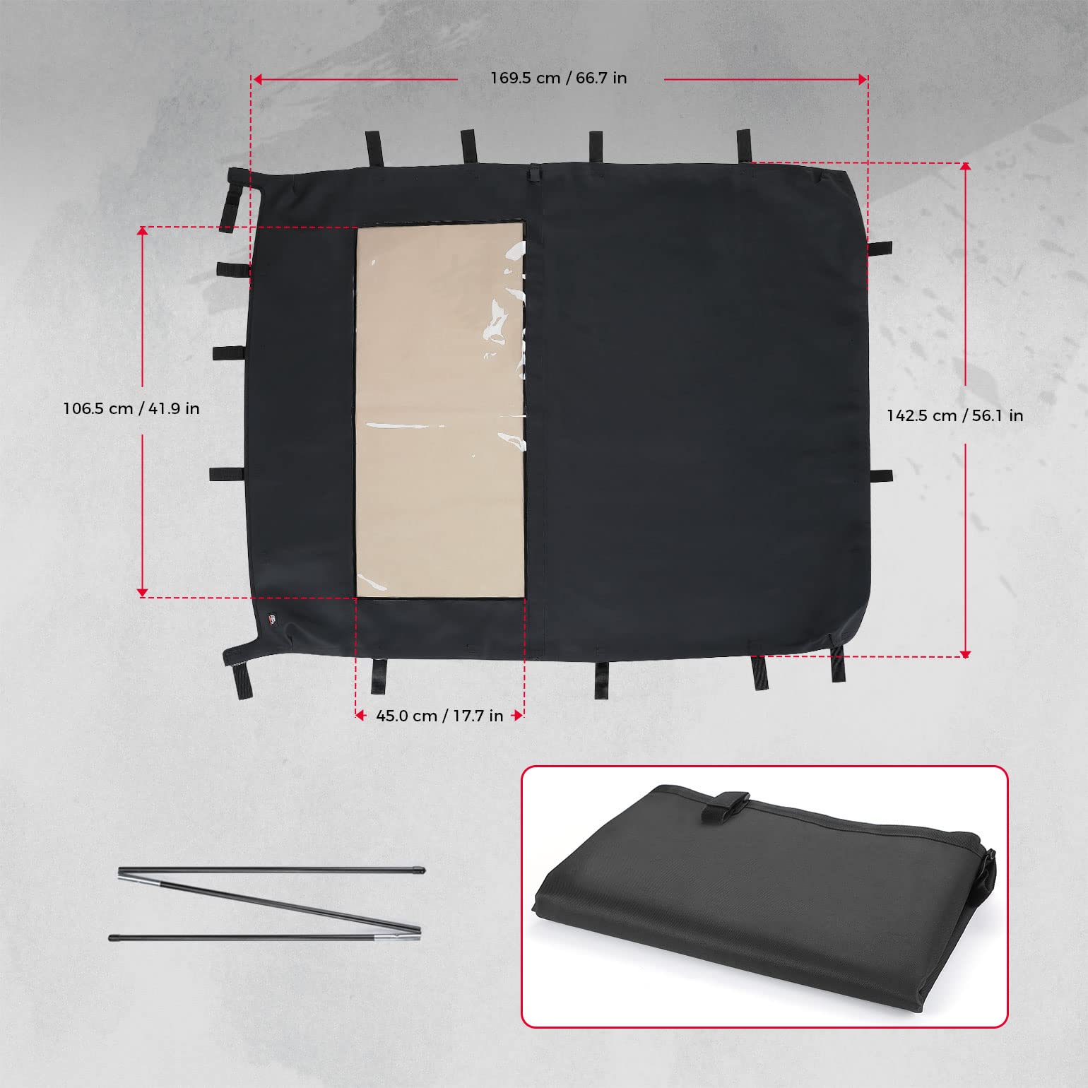 Canvas Roof Top 4-Seater Fit Polaris Ranger Crew XP 1000
