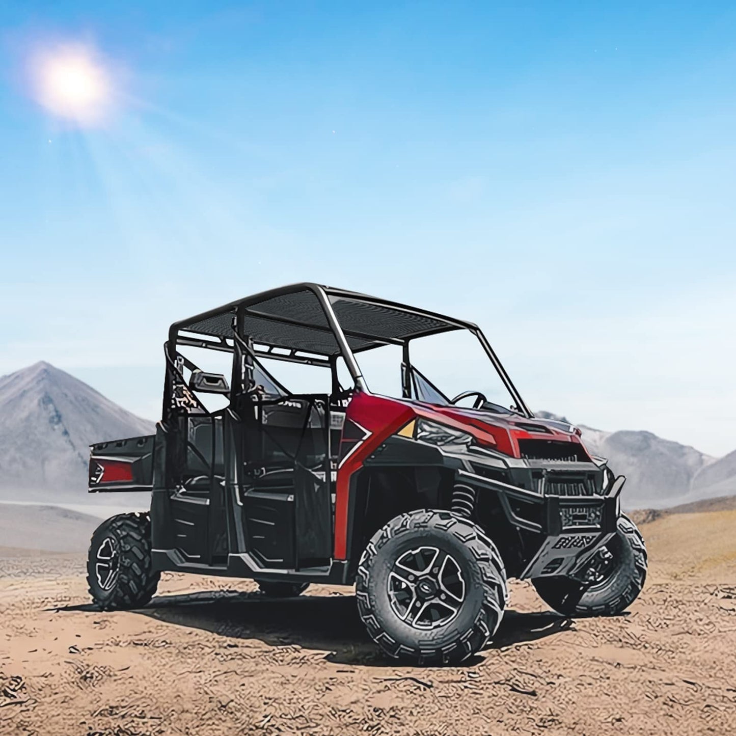 UTV Soft Top Window Net Mesh Fit Polaris Ranger 1000 Crew (2017-2023)