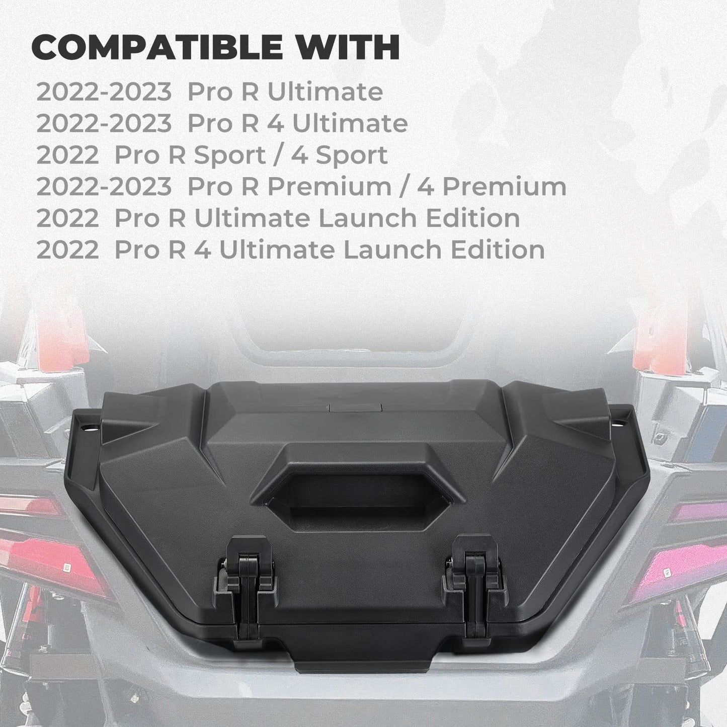 36L Rear Cargo Box with Two Lockable Latches Fit Polaris RZR PRO R - Kemimoto