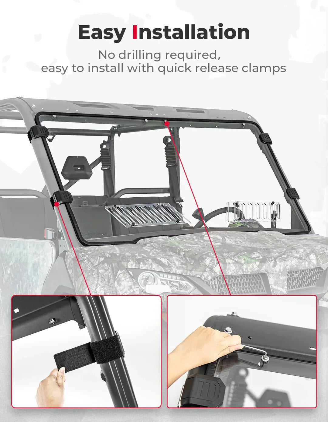 Airflow Sliding Vented Rear & Front Windshield for CFMOTO UFORCE 1000