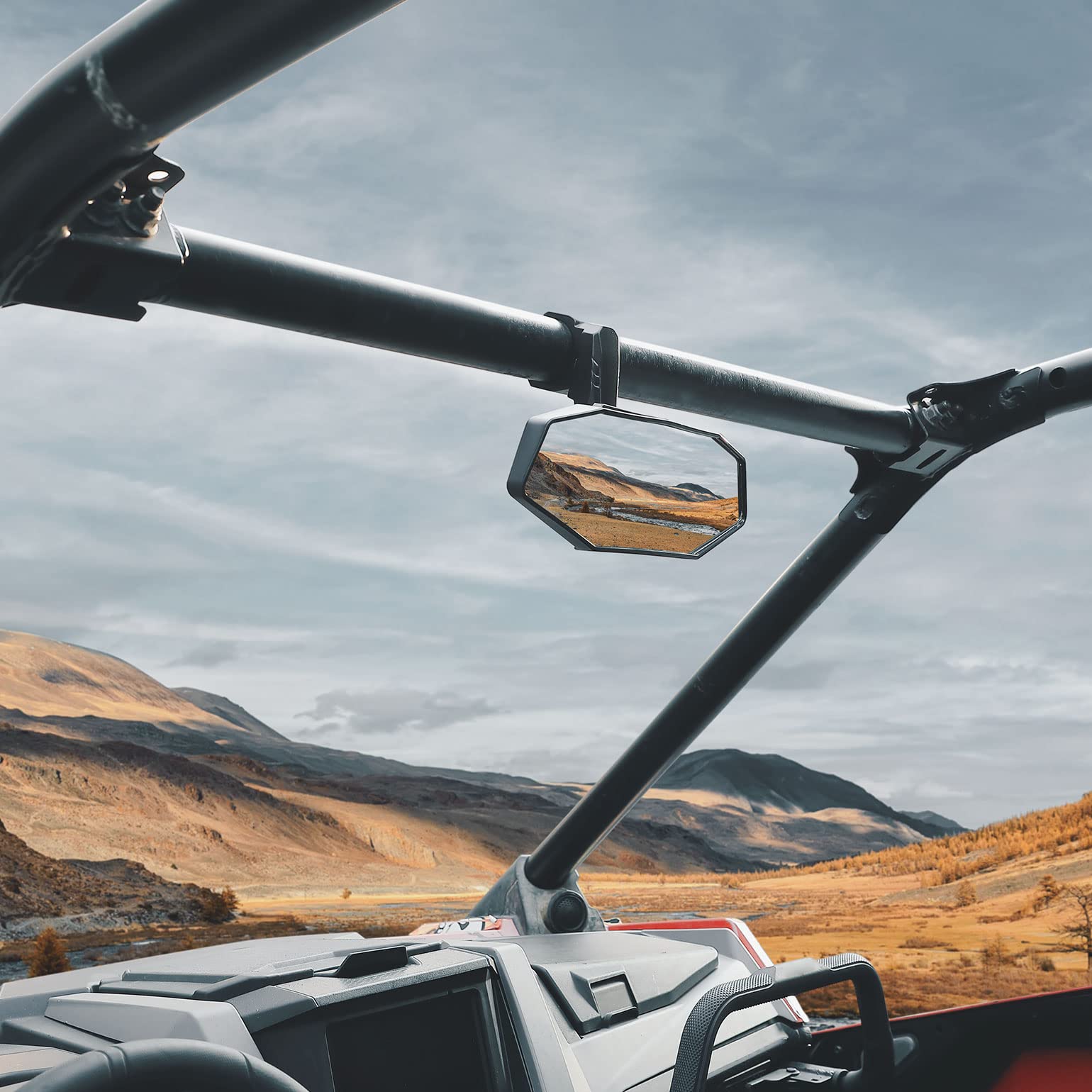 UTV Rear View Mirror Fit for 1.6"-2" Roll Bar Mount - Kemimoto