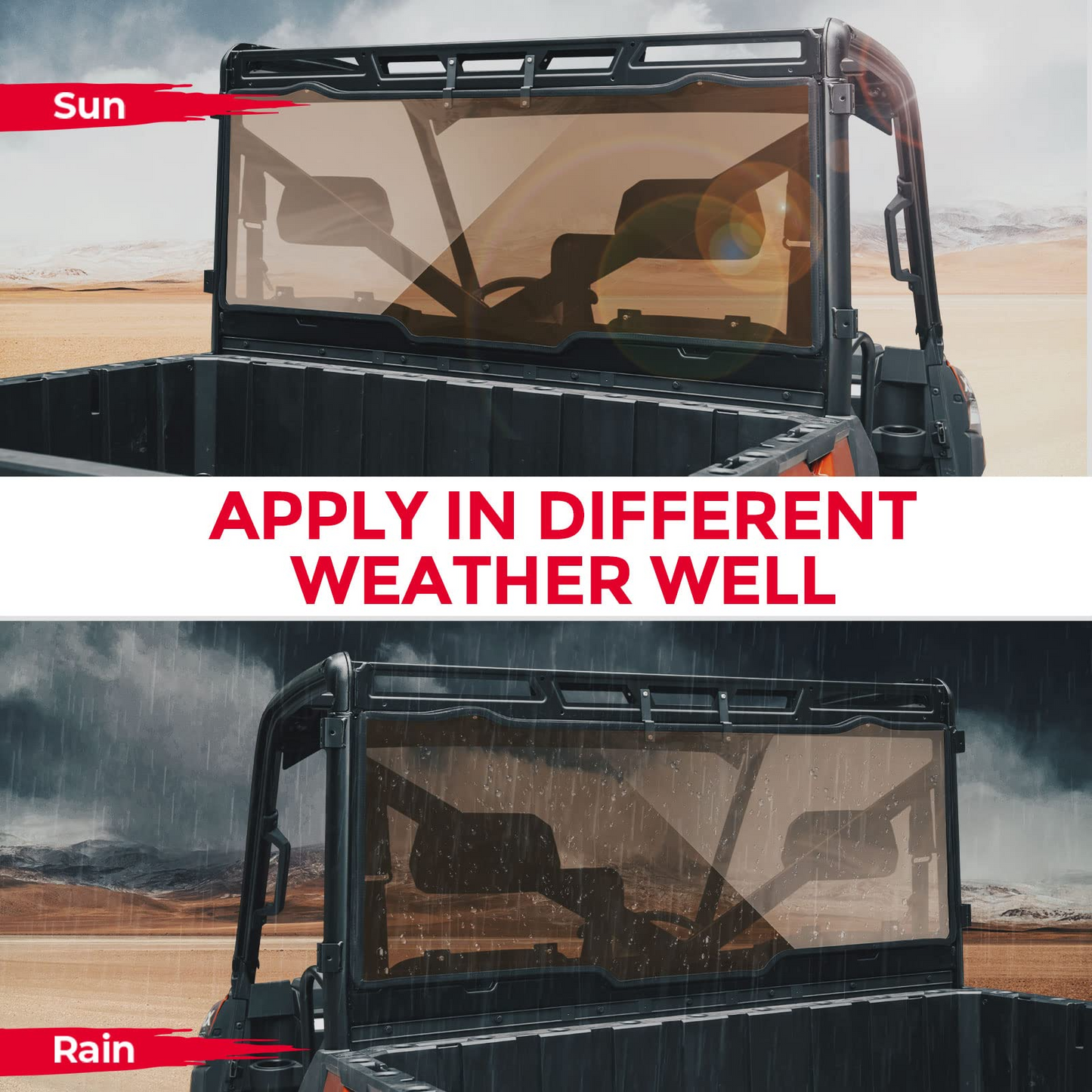 Tint Anti UV Rear Windshield for Polaris Ranger XP 1000/ Crew 2017-2024