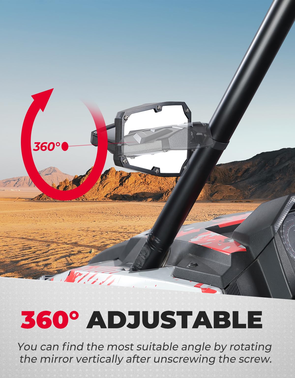 UTV 1.5-1.875 IN Side Mirrors for Polaris/Can-Am/Kawasaki - Kemimoto