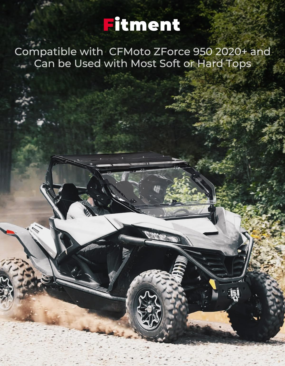 3-in-1 Folding Half Flip Windshield For 2020+ CFMOTO ZForce 950 - Kemimoto