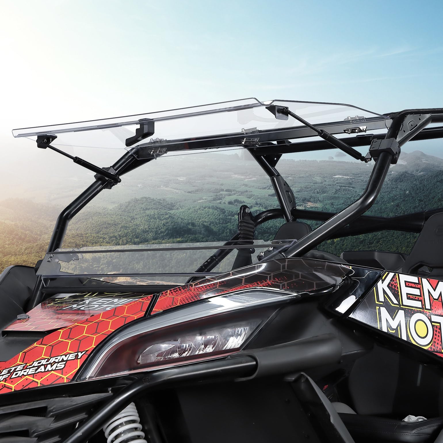 3-in-1 Folding Half Flip Windshield For 2020+ CFMOTO ZForce 950 - Kemimoto