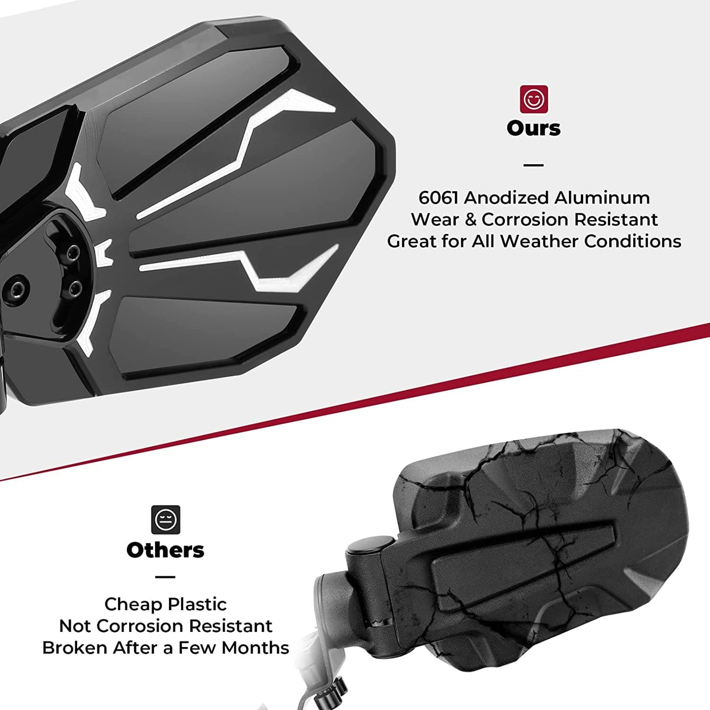 UTV 1.6"-2" Rear View Side Mirror fit can am maverick x3/Polaris RZR/Honda/kawasaki - Kemimoto