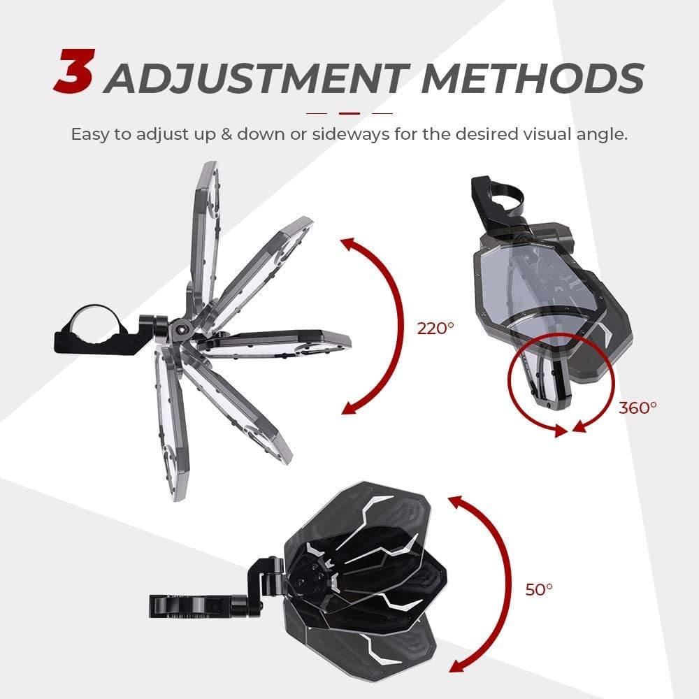 UTV 1.6"-2" Rear View Side Mirror fit can am maverick x3/Polaris RZR/Honda/kawasaki - Kemimoto