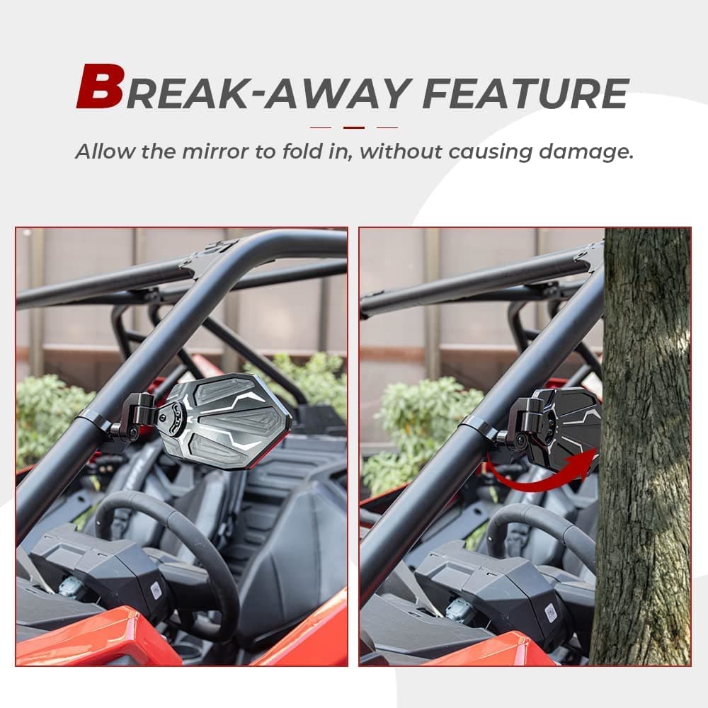 UTV 1.6"-2" Rear View Side Mirror fit can am maverick x3/Polaris RZR/Honda/kawasaki - Kemimoto